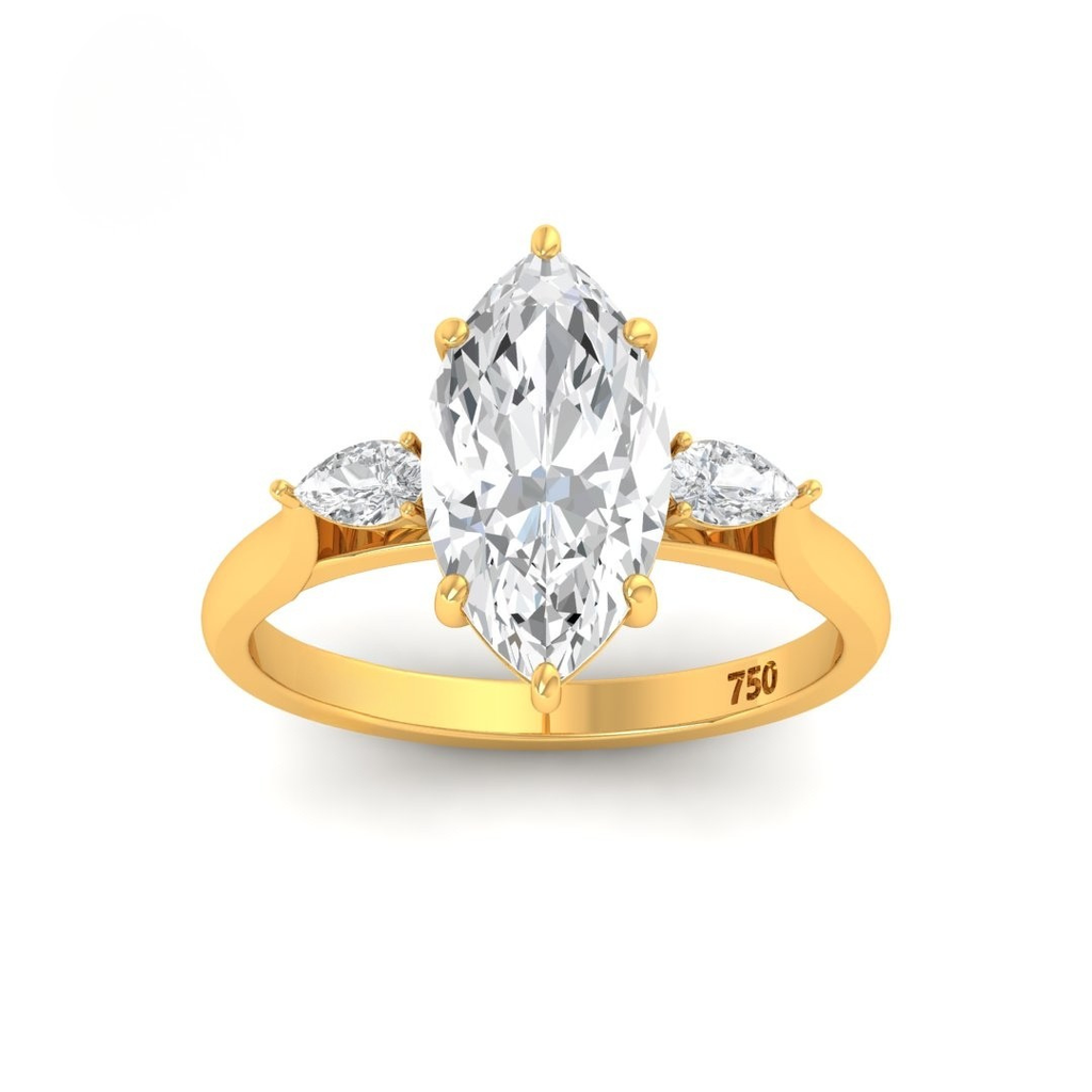  Marquise Cut Diamond with Pear Cut Side Diamonds Ring AAC00104