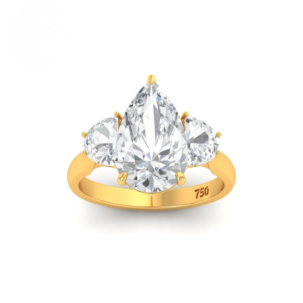 Pear Cut Diamond with Half Moon Cut Side Diamonds AAC00110 