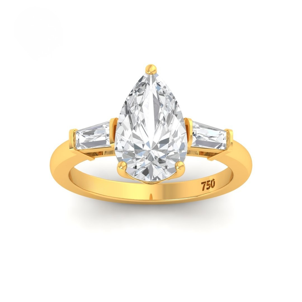 Pear Cut Diamond with Tapering Baguette Side Diamonds AAC00113 