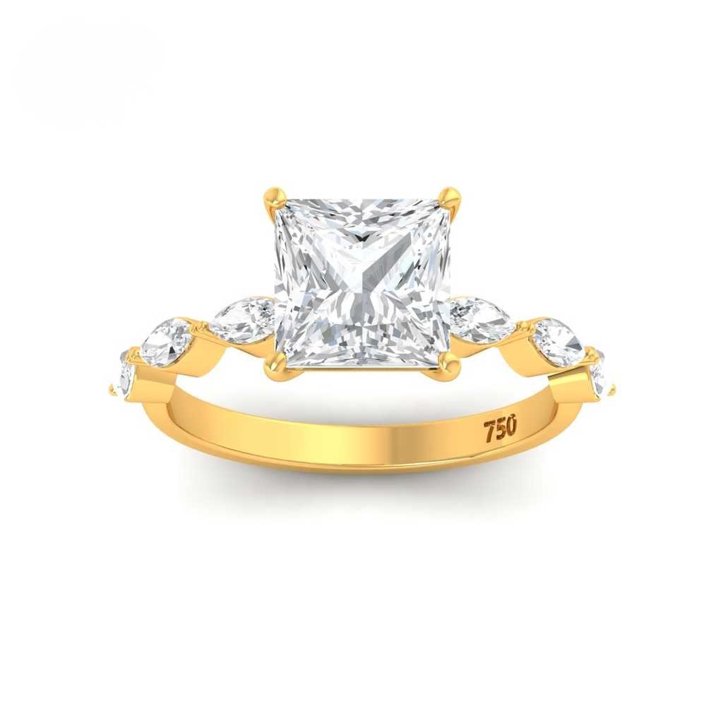Princess Cut Diamond with a Marquise Cut Diamond Band AAC00128 