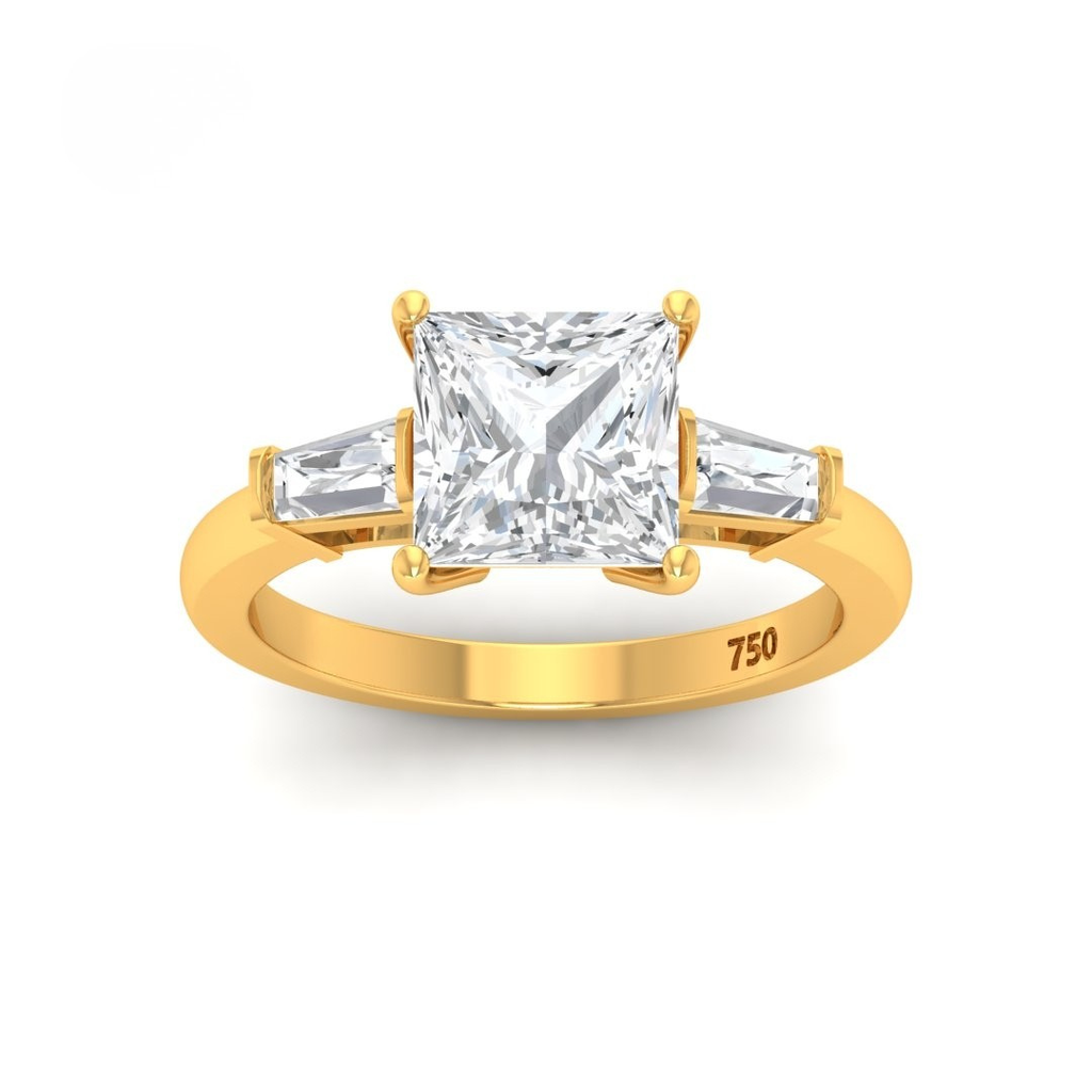 Princess Cut Diamond with Tapering Baguette Side Diamonds  AAC00130 