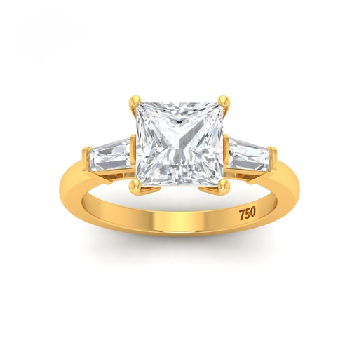Princess Cut Diamond with Tapering Baguette Side Diamonds  AAC00130 