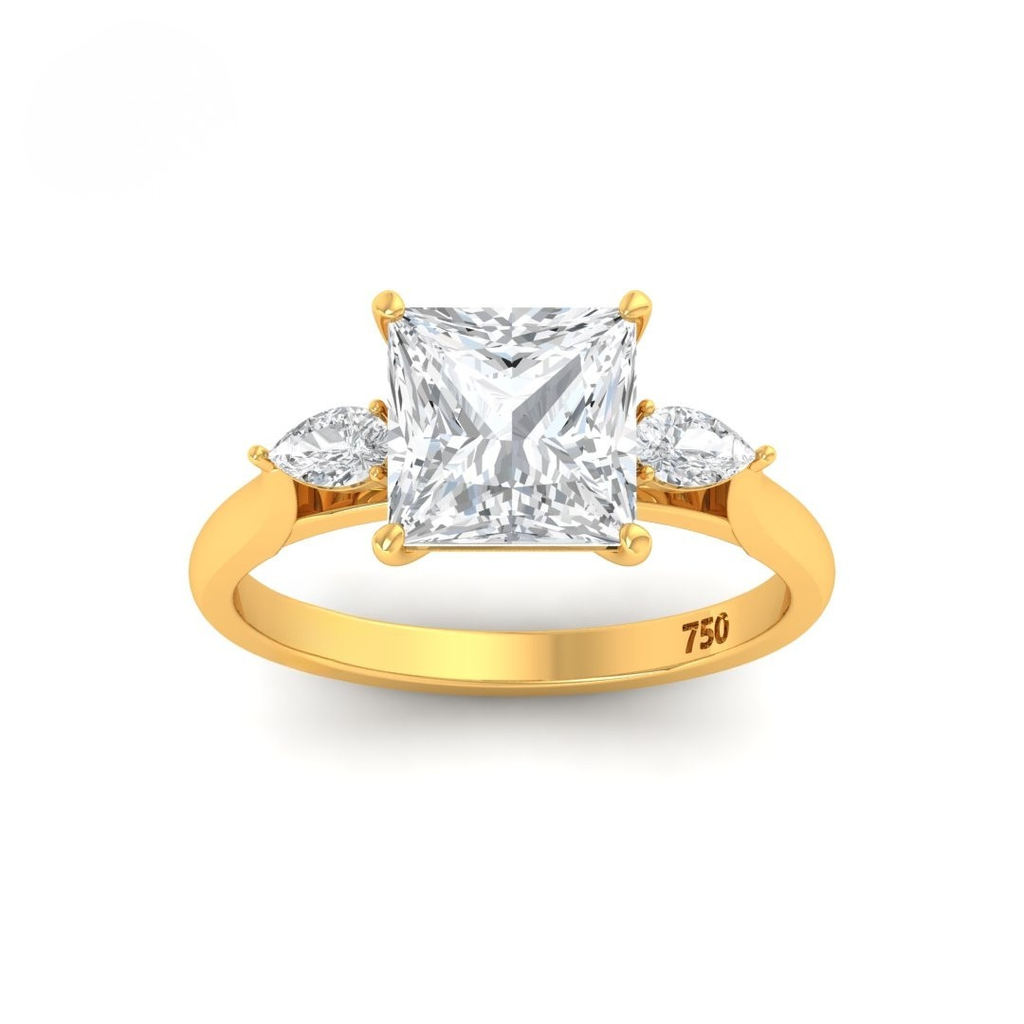 Princess Cut Diamond with Pear Cut Side Diamonds AAC00132 
