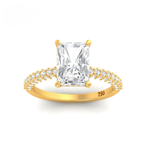 Radiant Cut Diamond Engagement Ring With Diamond Hidden Halo And 3D Diamond Band  AAC00049